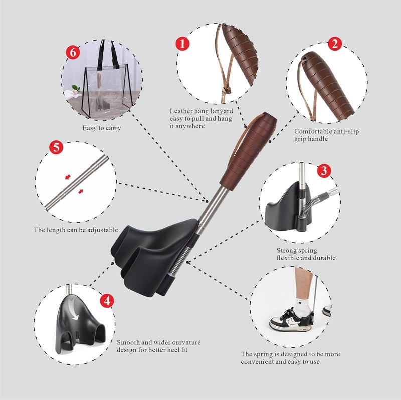 YEADMAL Shoe Horn Long Handle for Seniors-10-31 Telescopic Shoehorns For Men Pregnant Woman Gifts Elderly Dad - Image 5
